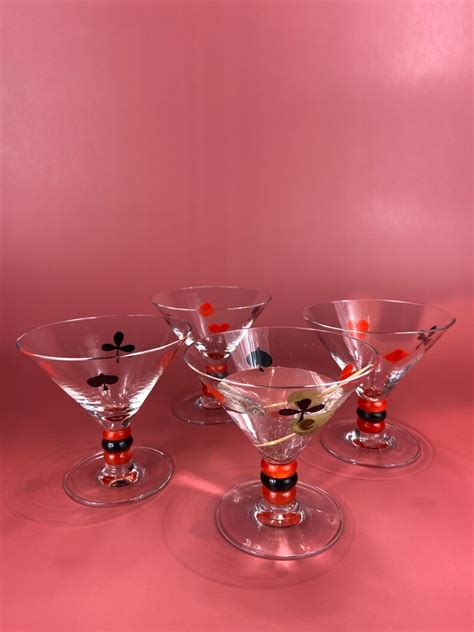 Set Of Six Hand Painted Mini Martini Glasses Set Of Six Martini Glasses Short Martini Glasses