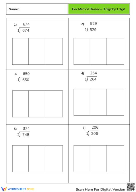 Box Method Division Worksheet Worksheets Library