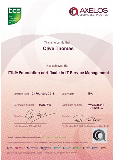 Itil Foundation Certificate