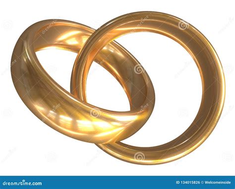 Two Gold Wedding Rings Isolated On White 3d Illustration Stock