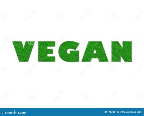 3d Illustration Vegan Word Made With Green Grass Pattern Concept