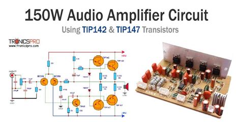 150W Audio Amplifier Circuit Diagram Using TIP142 TIP147