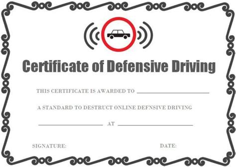 Defensive Driving Certificate Onlines Certificate Within Safe Driving