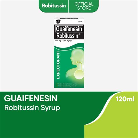 Robitussin Syrup Guaifenesin 120ml For Cough With Sticky Phlegm Helps