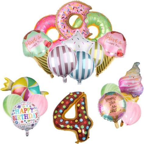 Set De Ballons Géants Chiffre 4 Ballons Chiffres Donut Happy Birthday