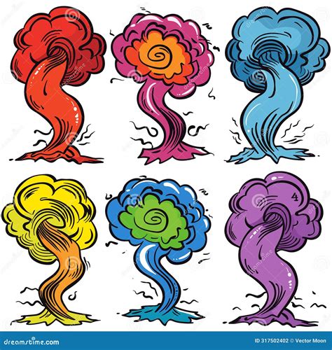 Cartoon Tornadoes Colorful Splatter Dynamic Swirls Abstract Twisters