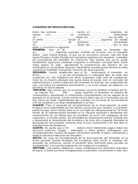 Modelo Acuerdo De Desalojo Pdf Desalojo Instituciones Sociales