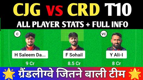 CJG Vs CRD DREAM11 CRD Vs CJG DREAM11 Prediction CJG Vs CRD ECS