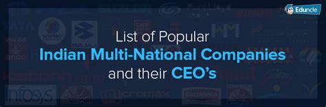 List Of Popular Indian Multi National Companies And Their Ceos