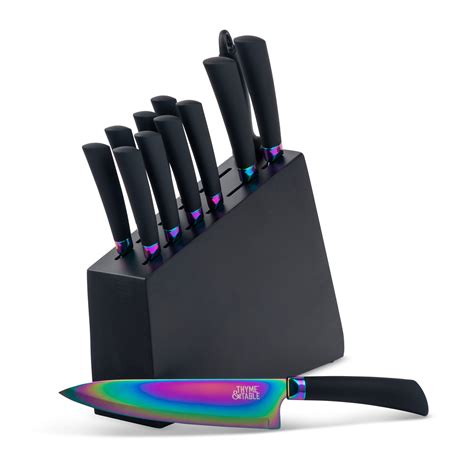 Thyme Table 13 Piece Knife Block Set Rainbow Blades Walmart