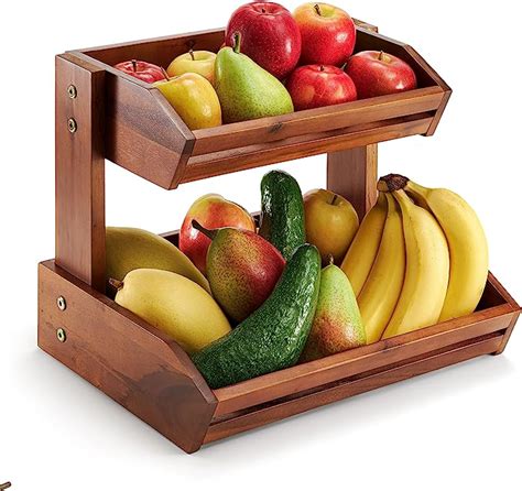 Amazon Holana Acacia Wood Fruit Basket Tier Fruit Bowl For