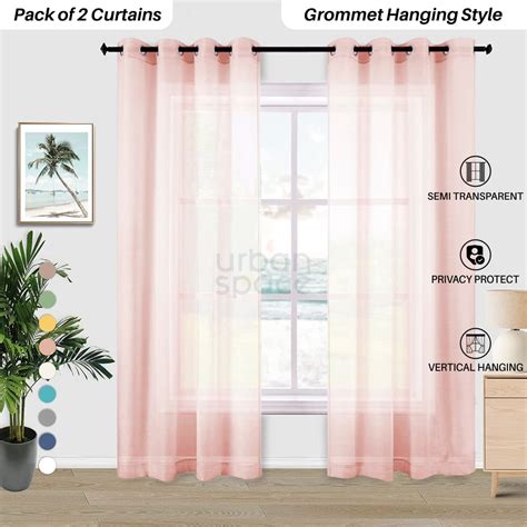 Buy Salmon Pink Sheer Curtains For Living Room And Bedroom Urban Space