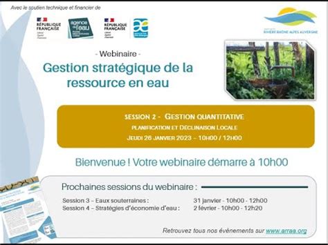 Webinaire Gestion Strat Gique De La Ressource En Eau Session