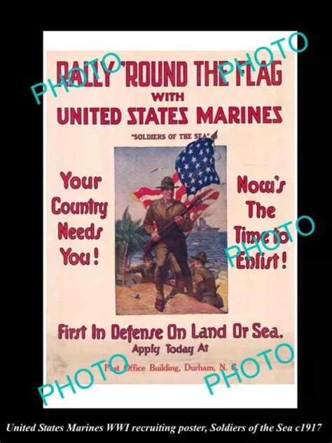 OLD 8X6 HISTORIC PHOTO OF WWI USA MARINES MILITARY RECRUITING POSTER