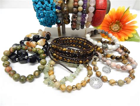 Multicolor Semi Precious Stone Bead Bracelet Lot Ebay