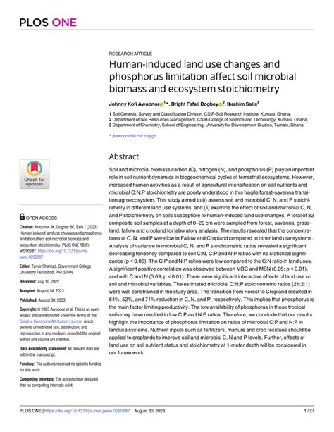 Pdf Human Induced Land Use Changes And Phosphorus Limitation Affect