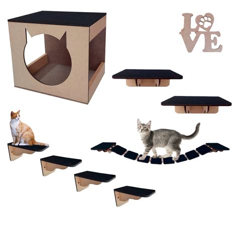 Playground Para Gato Pcs Em Mdf Ponte Prateleira Degrau Caixa