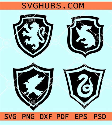 House Crests SVG, Hogwarts crests svg, wizardy houses svg, Harry Potter Crests SVG Harry Potter ...