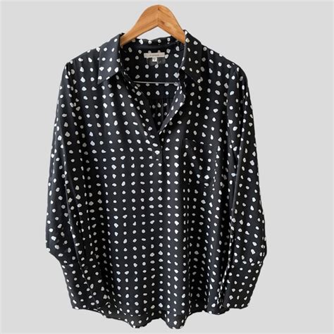 Pleione Tops Pleione Polka Dot Top Blouse Black White Poshmark