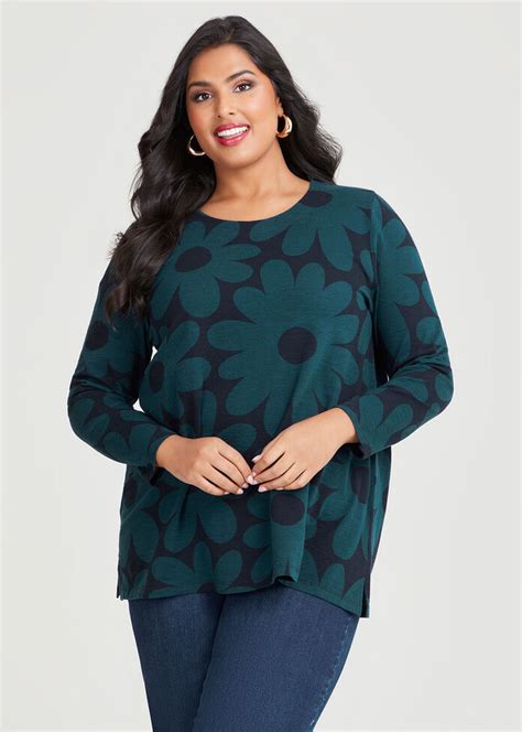 Shop Plus Size Cotton Abstract Floral Top In Blue Taking Shape Au