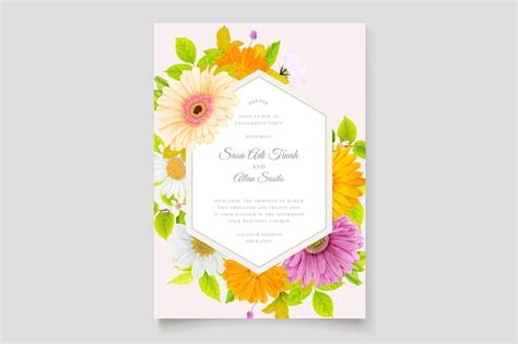 Free Vector Floral Design Wedding Invitation Card