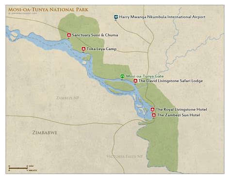 Mosi-Oa-Tunya Map – Detailed Map of Mosi-Oa-Tunya National Park