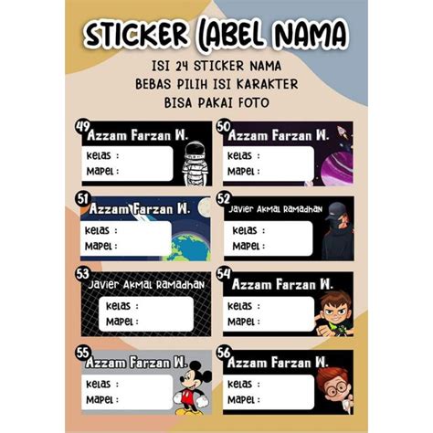 Jual Isi 20 Pcs Stiker Buku Tulis Custom Foto Stiker Label Mata