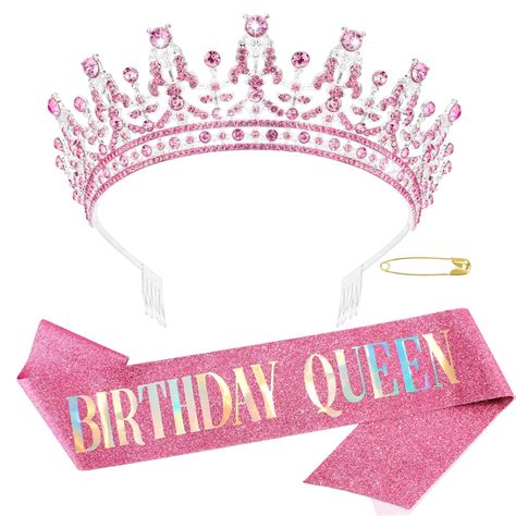 Amazon Birthday Queen Sash Rhinestone Tiara Set Curasa Happy