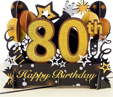 Homanga Happy 80th Birthday Pop Up Card 80th Birthday