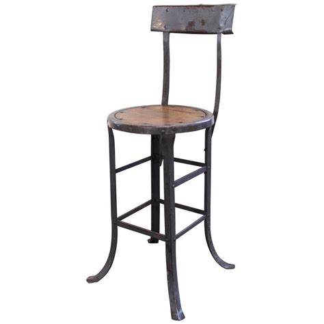 Vintage Industrial Rustic Wood And Metal Bar Kitchen Island Stool With