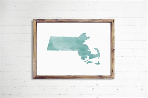 Massachusetts Watercolor Print Massachusetts Decor Etsy Massachusetts Art Watercolor