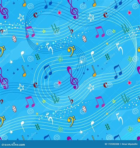 El Fondo Incomparable De Un Tema Musical En Tonos Azules Antecedentes De Las Notas Musicales