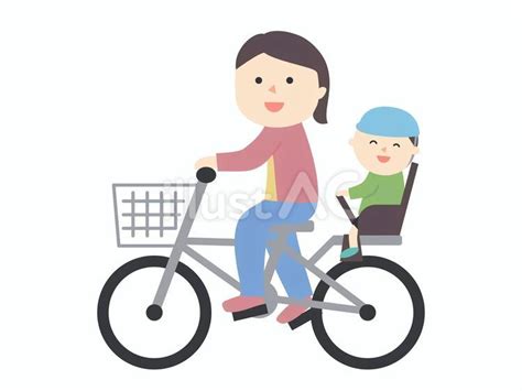 自転車で子供を送迎するお母さんのイラストイラスト No 24579484｜無料イラスト・フリー素材なら「イラストac」