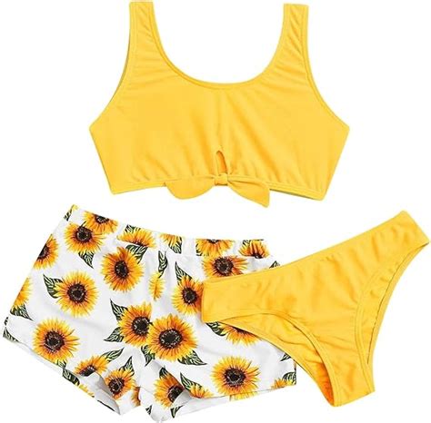 HUBA HUBA Kinder Mädchen Badeanzug Bikini Set Bustier Shorts Badebekleidung Einfarbig