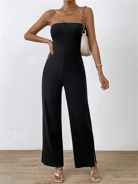 Shein Priv Split Hem Tube Jumpsuit Shein Usa