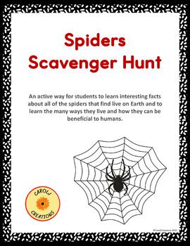 Spiders Arachnids Activity Scavenger Hunt With Easel Option By Carolj