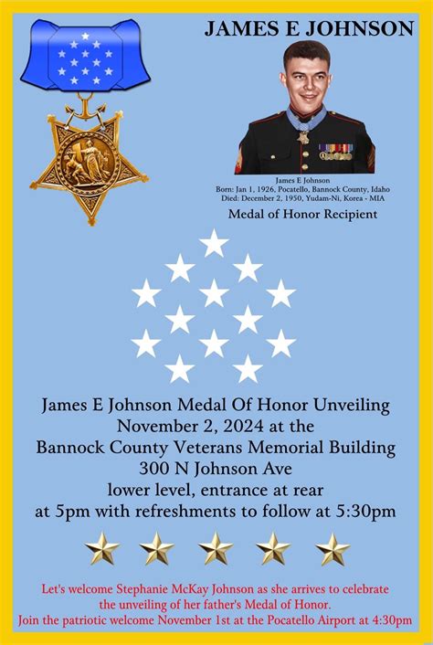 Unveiling the Medal of Honor for Sgt. James E. Johnson – Pocatello’s