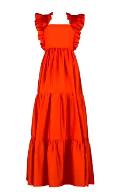 Dolores Catania S Red Ruffle Maxi Dress Big Blonde Hair