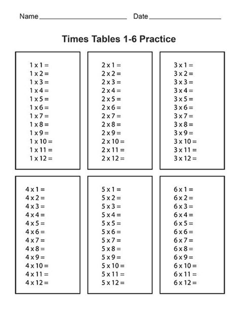 Blank Times Table Free Printable Multiplication Worksheets 3rd Grade