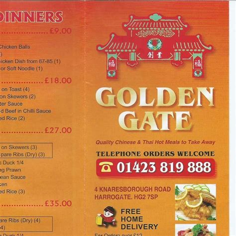 Menu At Golden Gate Fast Food Harrogate