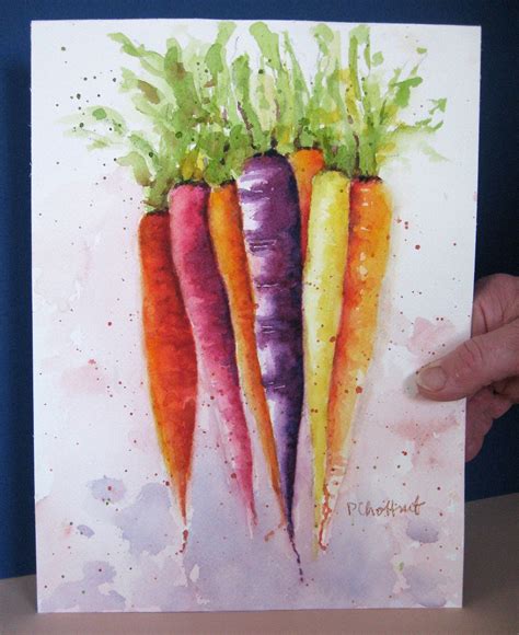 Rainbow Carrots Watercolor Food Art Painting Diy Watercolor Painting