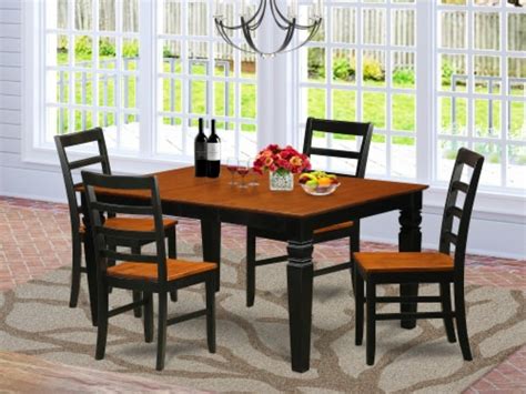 East West Furniture Weston Piece Wood Table And Dining Chairs In