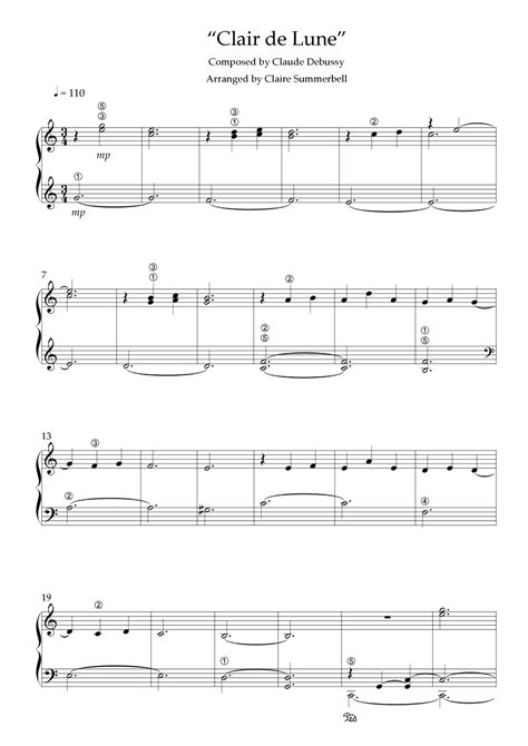 Clair De Lune Arr Claire Summerbell By Claude Debussy Sheet Music For Easy Piano At Sheet