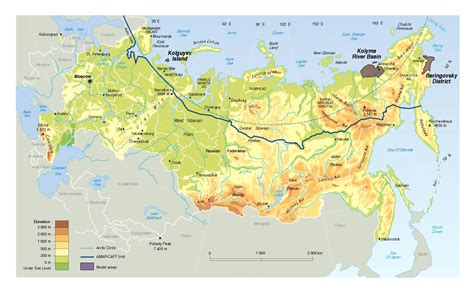 Detailed elevation map of Russia | Russia | Europe | Mapsland | Maps of the World