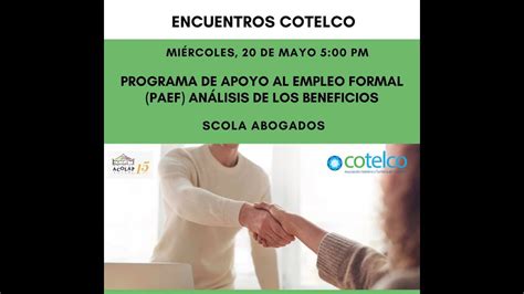 Encuentrocotelco Programa De Apoyo Al Empleo Formal Paef An Lisis