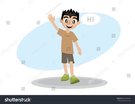 Cartoon Character Boy Hi Gesture Vector Stock Vector Royalty Free