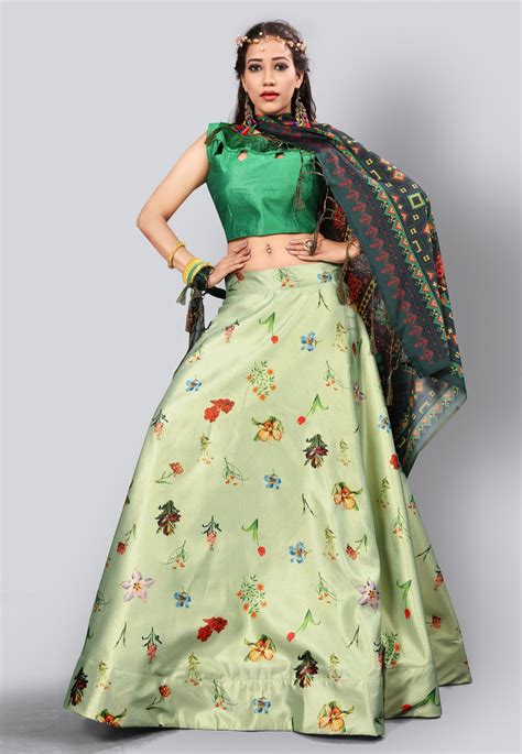 Pista Green Silk Circular Lehenga Choli 190674