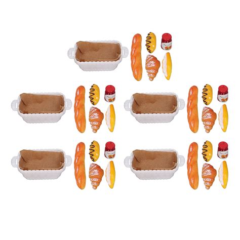 5 Sets Dollhouse Miniatures Food Simulation Ketchup Bottle Bread Mini
