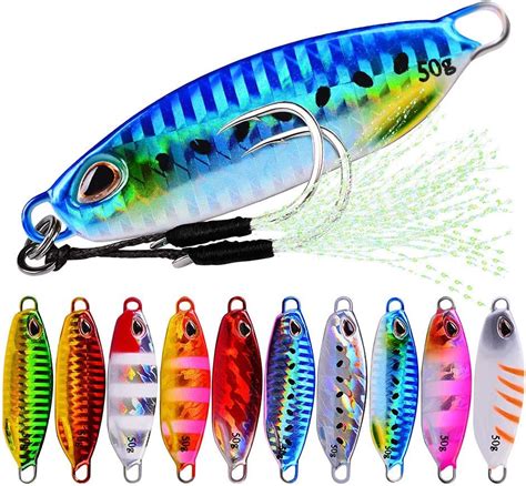 Amazon Pcs Flat Slow Pitch Jigs Metal Jigs Saltwater Glow Lead