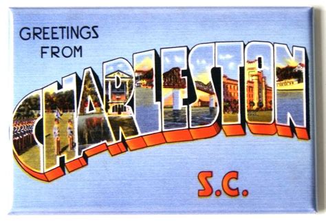 Greetings From Charleston South Carolina Fridge Magnet Style B Etsy